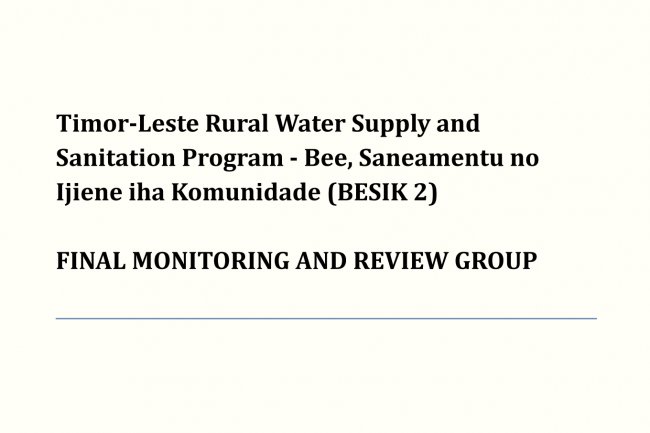 Programa Fornesimentu Bee no Saneamentu Rurál iha Timor-Leste - Bee, Saneamentu no Ijiene iha Komunidade (BESIK 2)